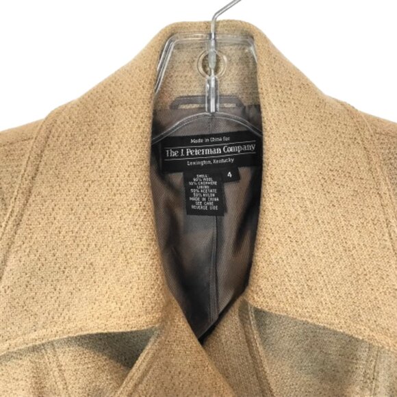 Womens Size 4 J. Peterman Wool Cashmere Blend Double Breasted Crop Jacket - Picture 2 of 4